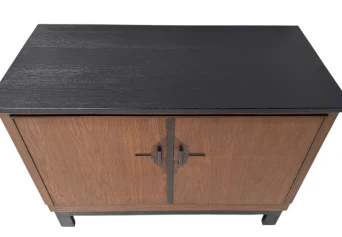 Art Deco Modernist Sideboard or credenza with Black Lacquered Top, 1930s
